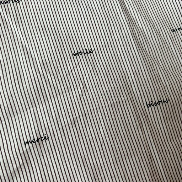 Banana Republic Women White Stripe Button Up French Words - Picture 4 of 4